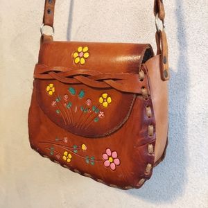 Hand painted leather purse